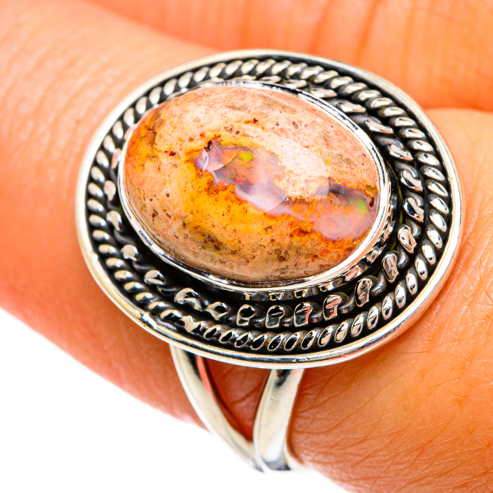 Mexican Fire Opal Rings handcrafted by Ana Silver Co - RING81499