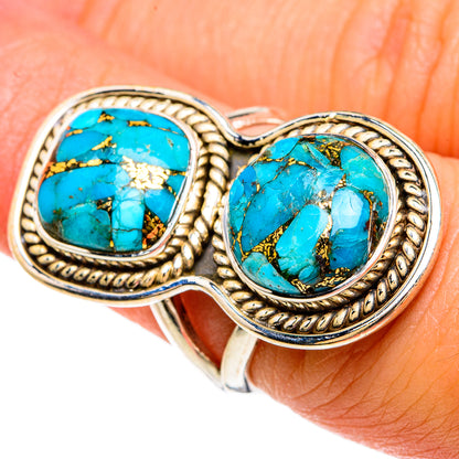 Blue Copper Composite Turquoise Rings handcrafted by Ana Silver Co - RING81510