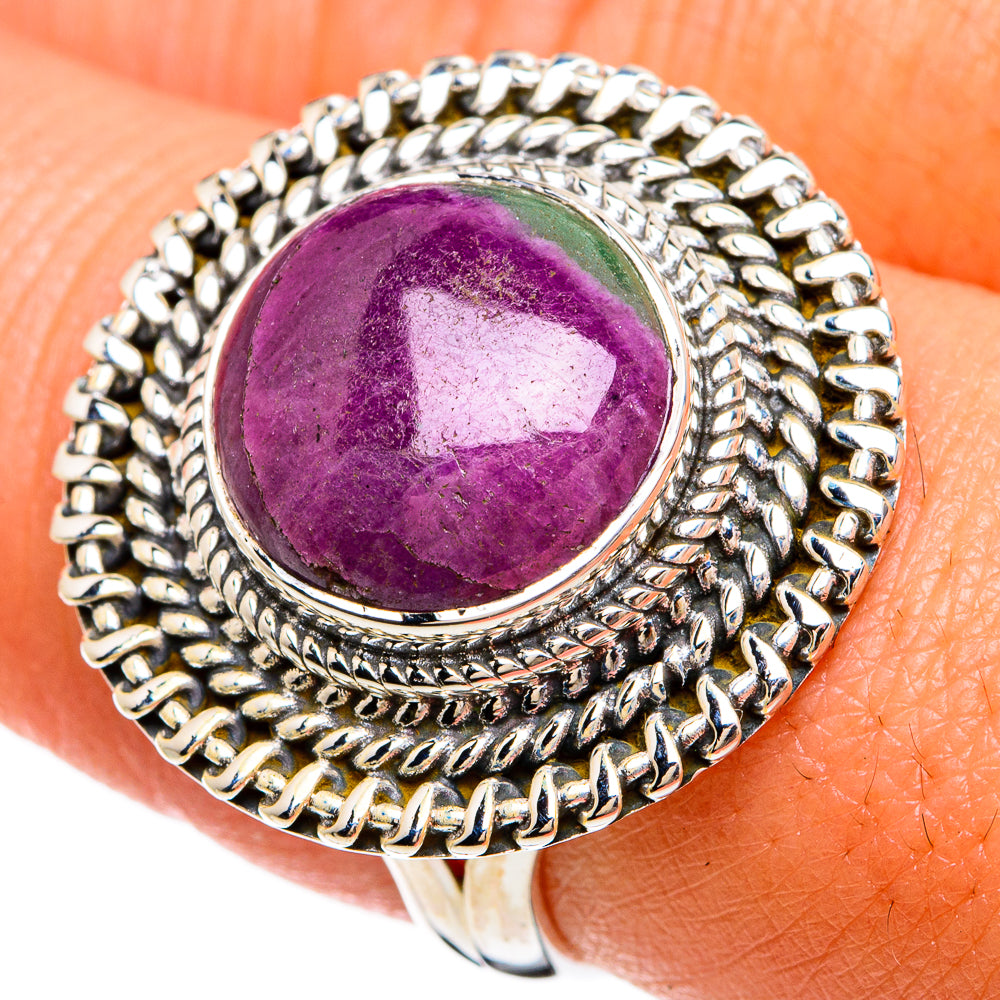 Ruby Zoisite Rings handcrafted by Ana Silver Co - RING81521