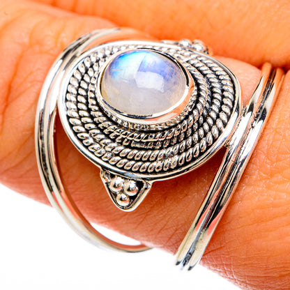 Rainbow Moonstone Rings handcrafted by Ana Silver Co - RING81532