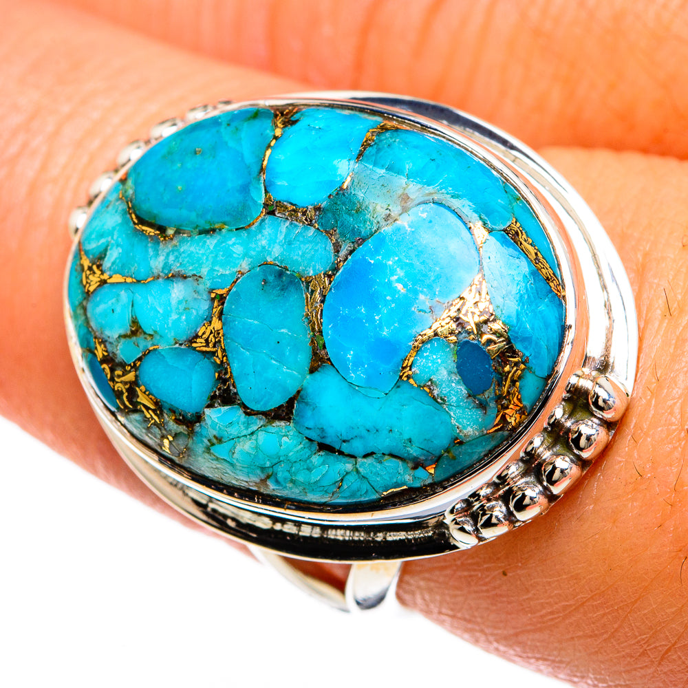 Blue Copper Composite Turquoise Rings handcrafted by Ana Silver Co - RING81544