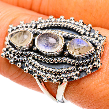 Rainbow Moonstone Rings handcrafted by Ana Silver Co - RING81566