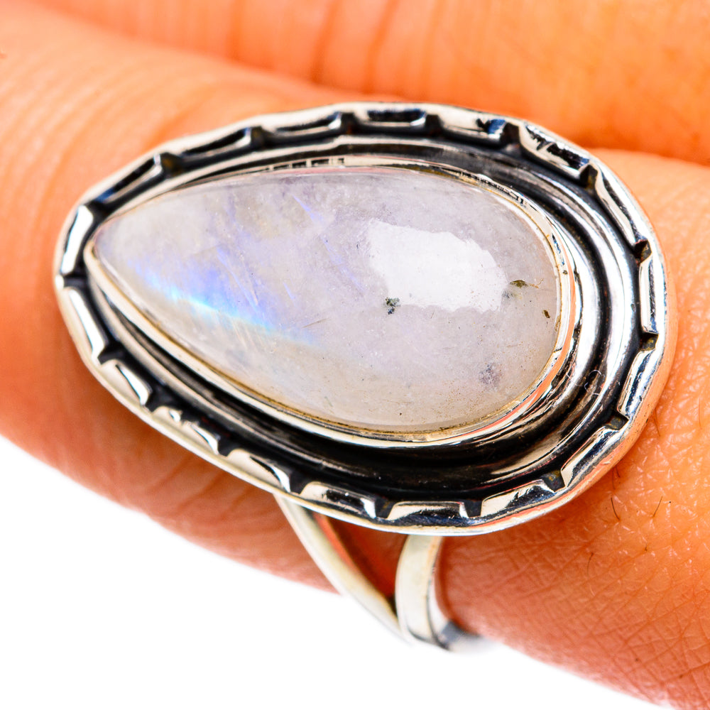Rainbow Moonstone Rings handcrafted by Ana Silver Co - RING81567