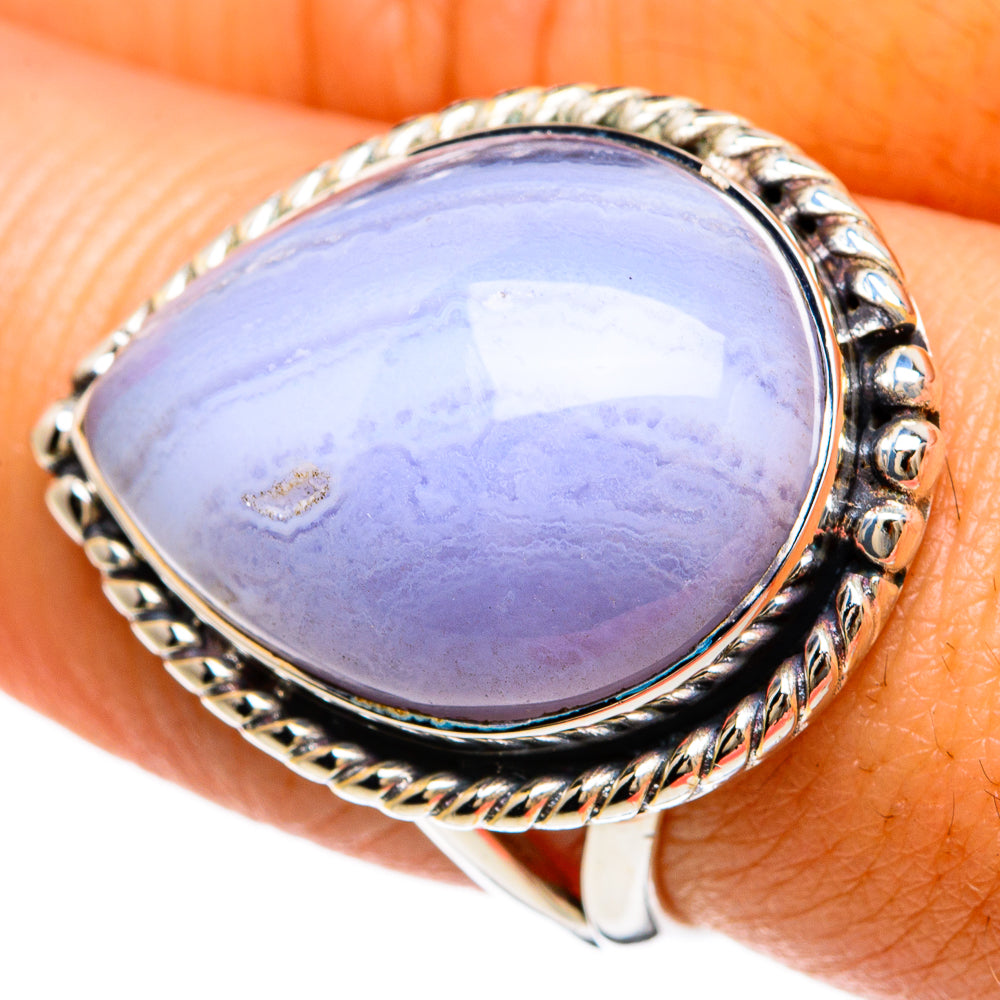 Blue Lace Agate Rings handcrafted by Ana Silver Co - RING81568