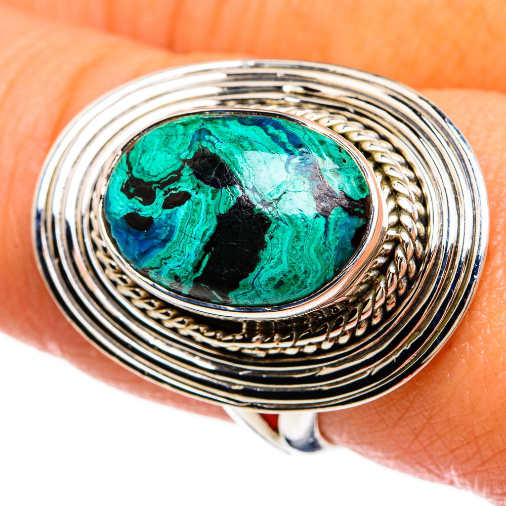 Malachite In Chrysocolla Rings handcrafted by Ana Silver Co - RING81583