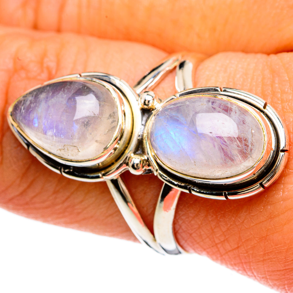 Rainbow Moonstone Rings handcrafted by Ana Silver Co - RING81597