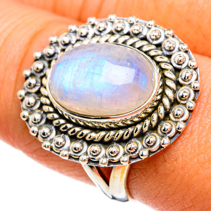 Rainbow Moonstone Rings handcrafted by Ana Silver Co - RING81599