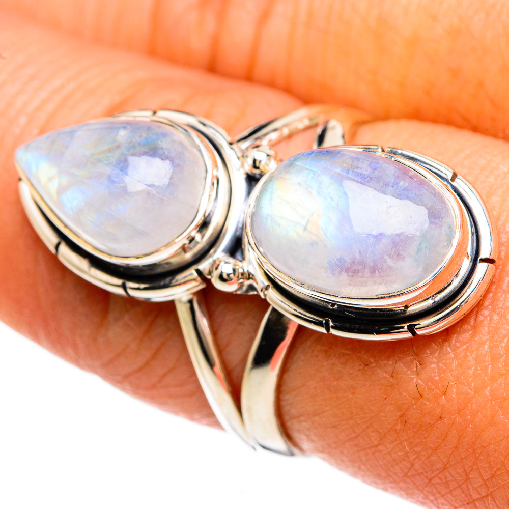Rainbow Moonstone Rings handcrafted by Ana Silver Co - RING81629