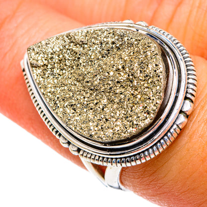 Spectro Pyrite Druzy Rings handcrafted by Ana Silver Co - RING81657