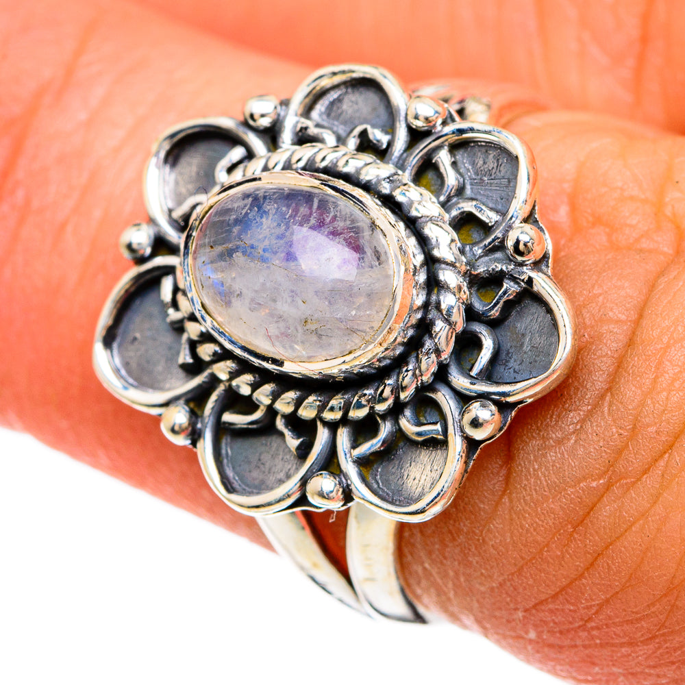 Rainbow Moonstone Rings handcrafted by Ana Silver Co - RING81658