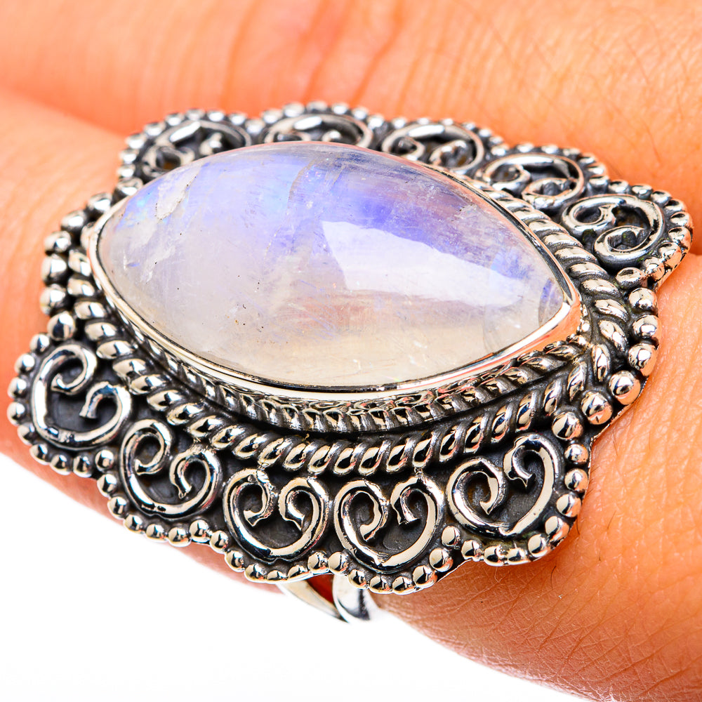 Rainbow Moonstone Rings handcrafted by Ana Silver Co - RING81689