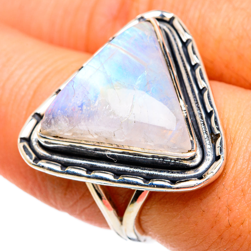 Rainbow Moonstone Rings handcrafted by Ana Silver Co - RING81690