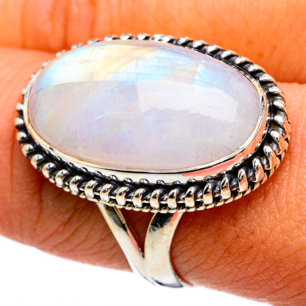 Rainbow Moonstone Rings handcrafted by Ana Silver Co - RING81694