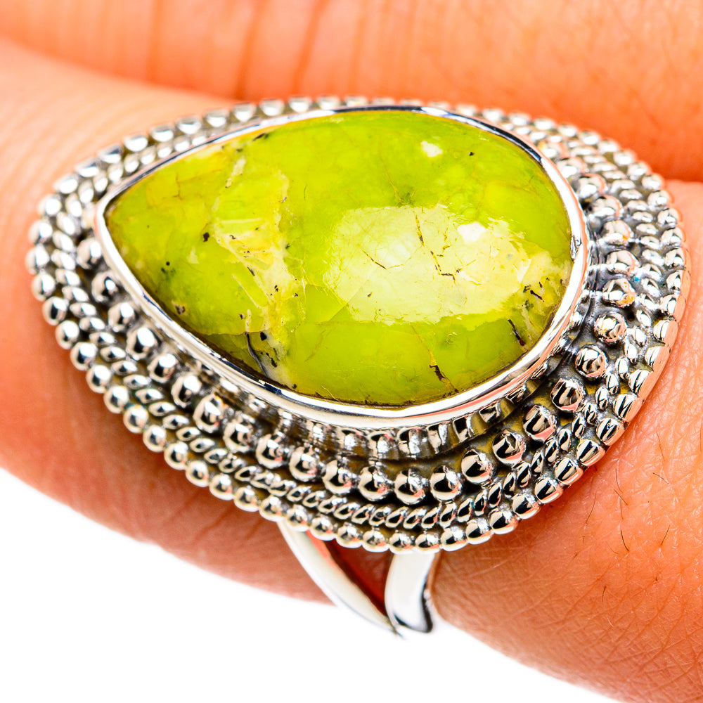 African Green Opal Rings handcrafted by Ana Silver Co - RING81695