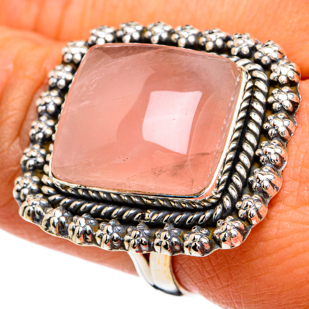 Rose Quartz Rings handcrafted by Ana Silver Co - RING81718