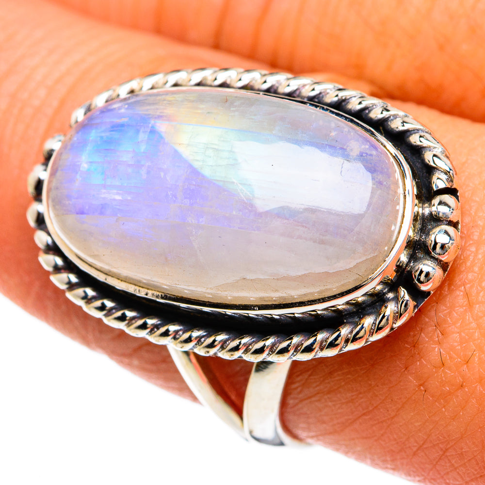 Rainbow Moonstone Rings handcrafted by Ana Silver Co - RING81726