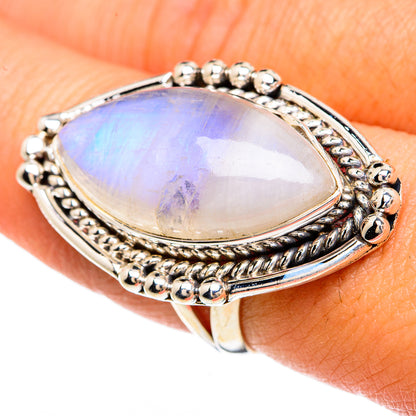 Rainbow Moonstone Rings handcrafted by Ana Silver Co - RING81727