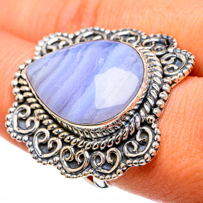 Blue Lace Agate Rings handcrafted by Ana Silver Co - RING81728