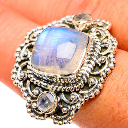 Rainbow Moonstone Rings handcrafted by Ana Silver Co - RING81729