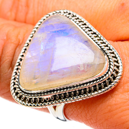 Rainbow Moonstone Rings handcrafted by Ana Silver Co - RING81730
