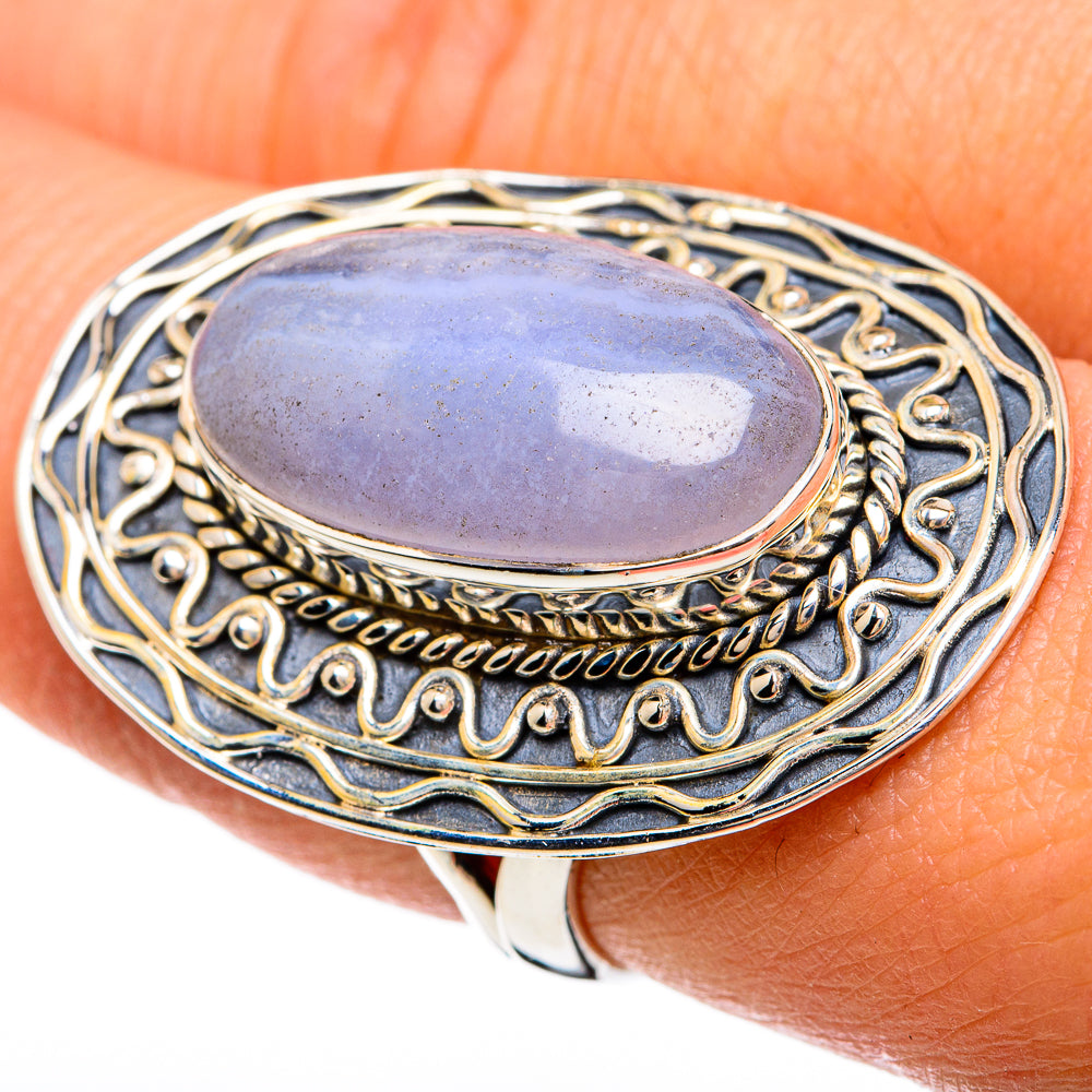 Blue Lace Agate Rings handcrafted by Ana Silver Co - RING81757