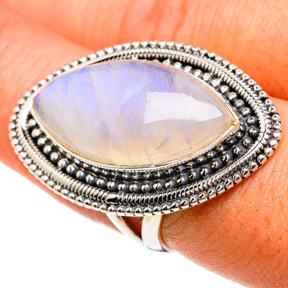Rainbow Moonstone Rings handcrafted by Ana Silver Co - RING81758