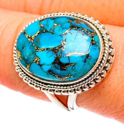 Blue Copper Composite Turquoise Rings handcrafted by Ana Silver Co - RING81772