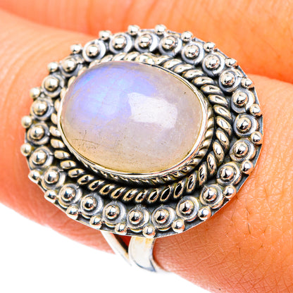 Rainbow Moonstone Rings handcrafted by Ana Silver Co - RING81796