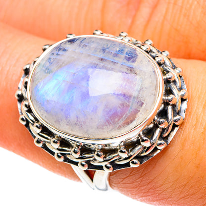 Rainbow Moonstone Rings handcrafted by Ana Silver Co - RING81798