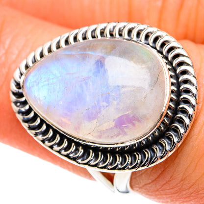 Rainbow Moonstone Rings handcrafted by Ana Silver Co - RING81835