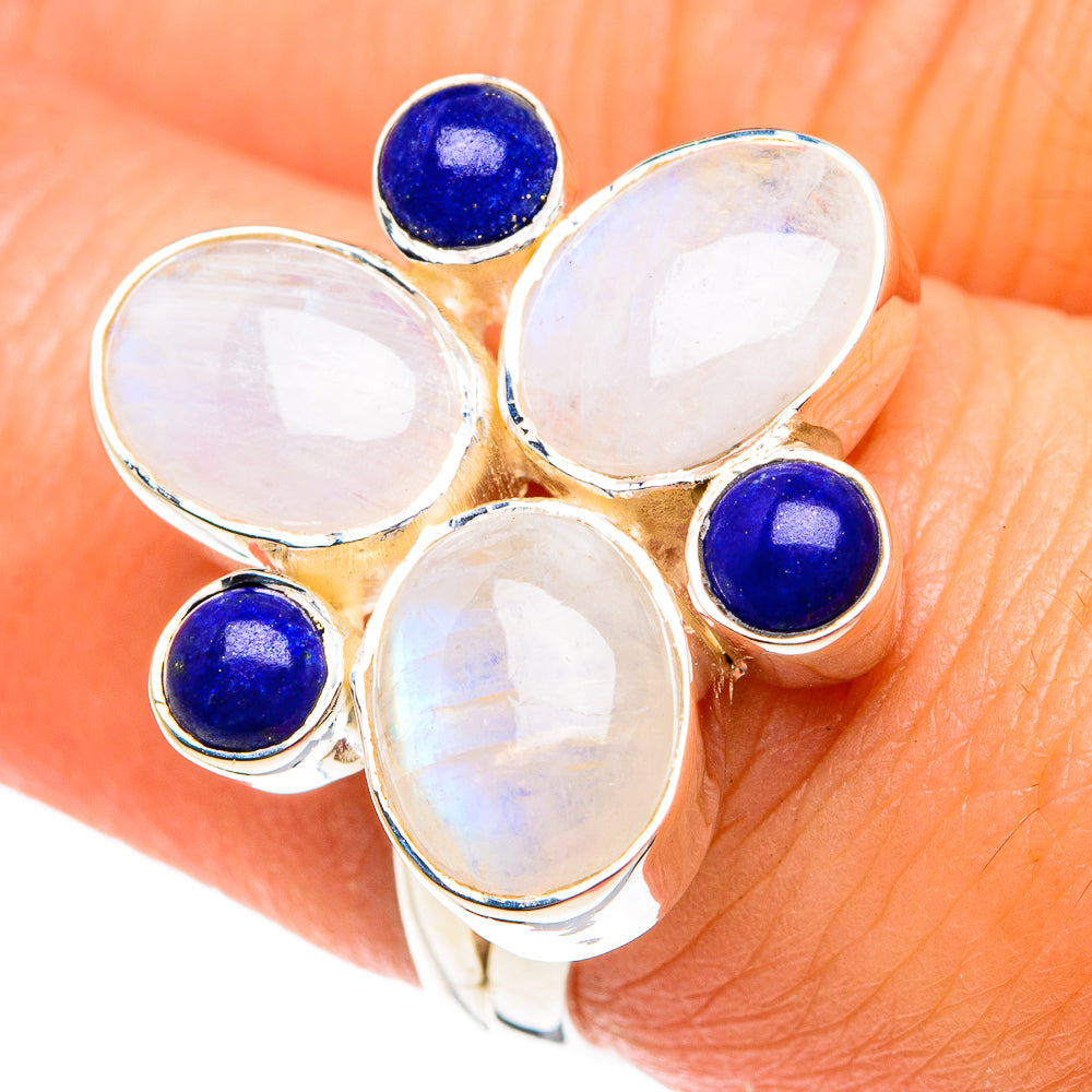 Rainbow Moonstone Rings handcrafted by Ana Silver Co - RING81837
