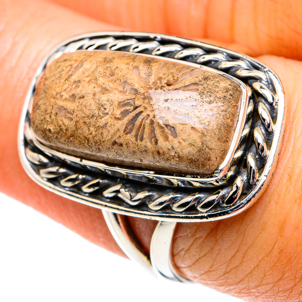 Fossil Coral Rings handcrafted by Ana Silver Co - RING81855