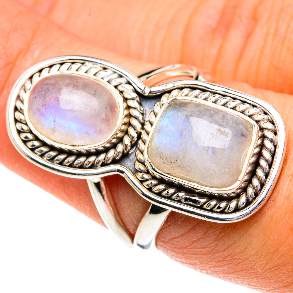 Rainbow Moonstone Rings handcrafted by Ana Silver Co - RING81870