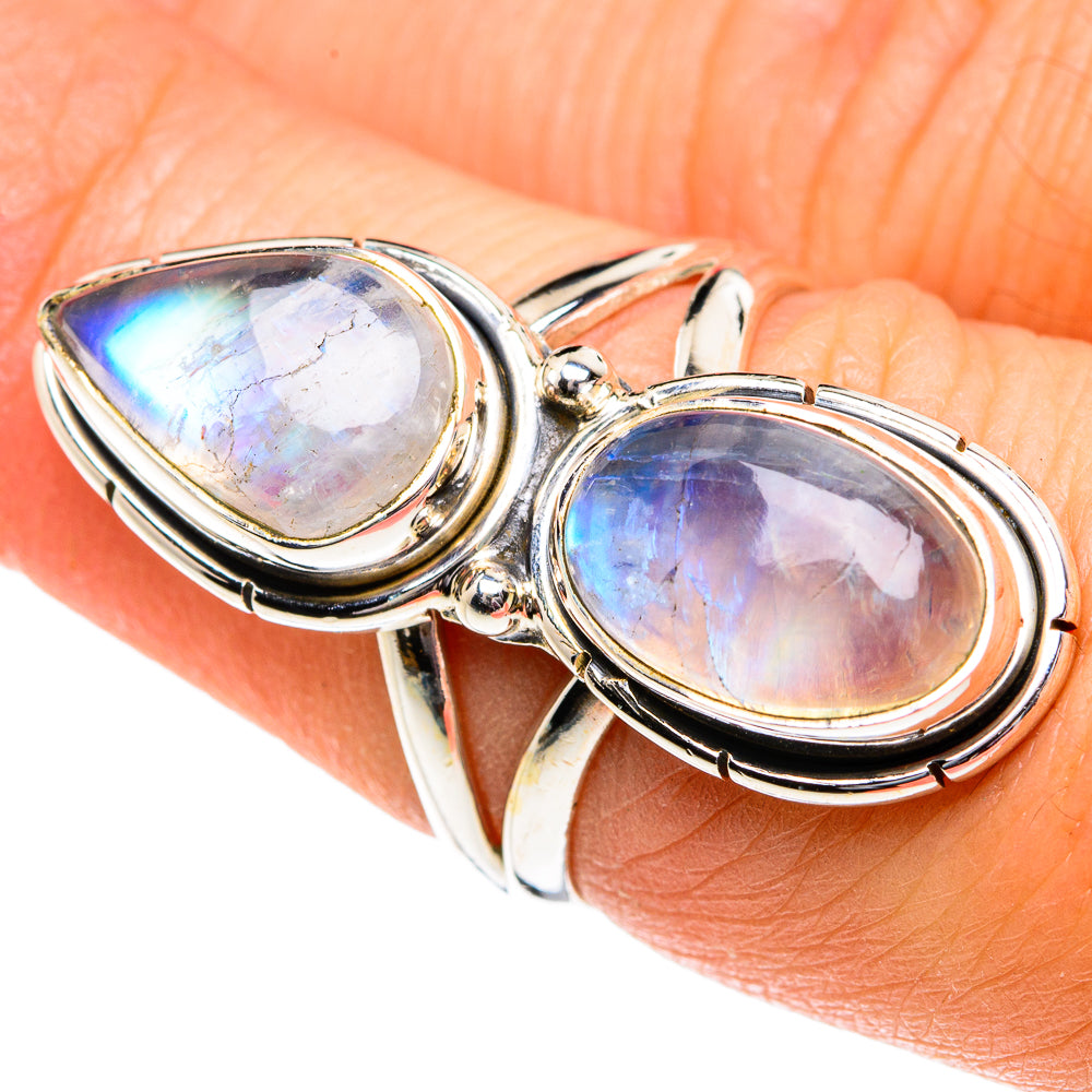 Rainbow Moonstone Rings handcrafted by Ana Silver Co - RING81871