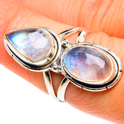 Rainbow Moonstone Rings handcrafted by Ana Silver Co - RING81871