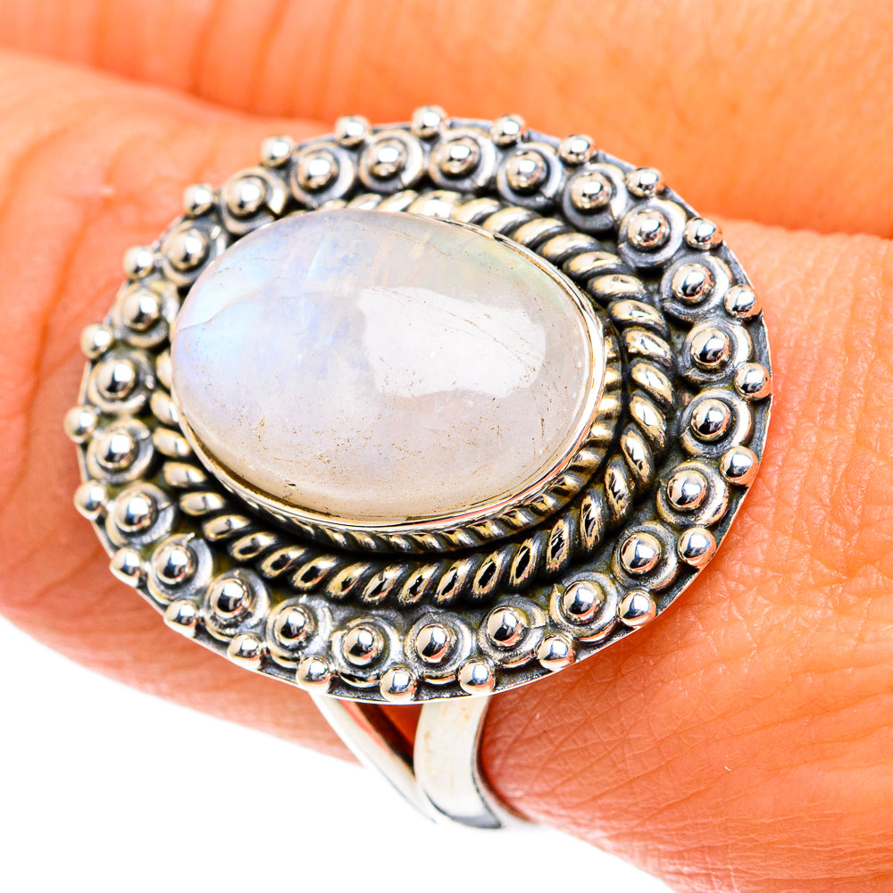Rainbow Moonstone Rings handcrafted by Ana Silver Co - RING81872