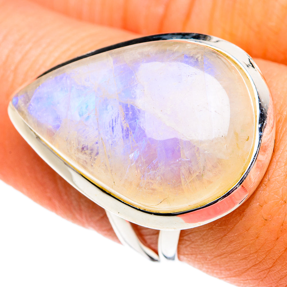 Rainbow Moonstone Rings handcrafted by Ana Silver Co - RING81873