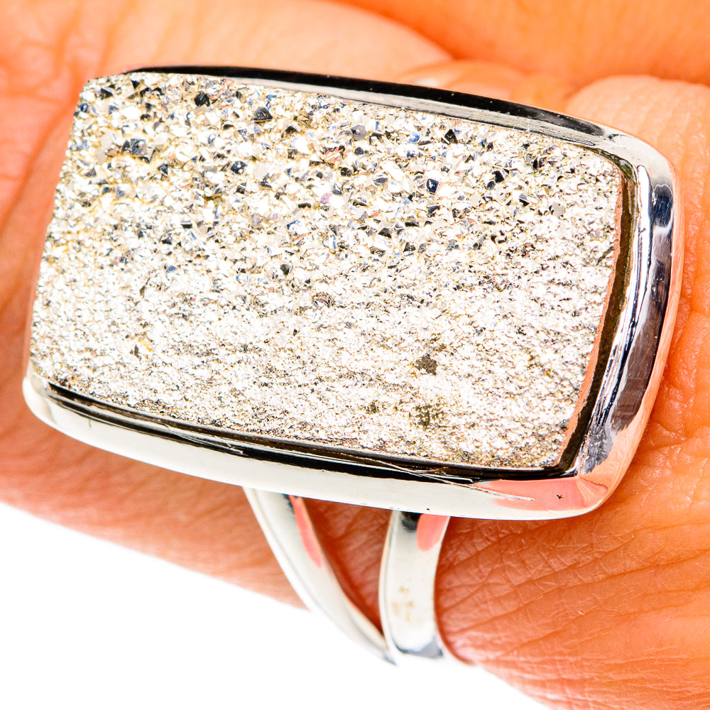 Spectro Pyrite Druzy Rings handcrafted by Ana Silver Co - RING81902