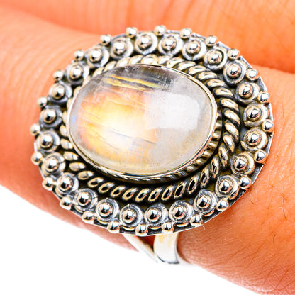 Rainbow Moonstone Rings handcrafted by Ana Silver Co - RING81906