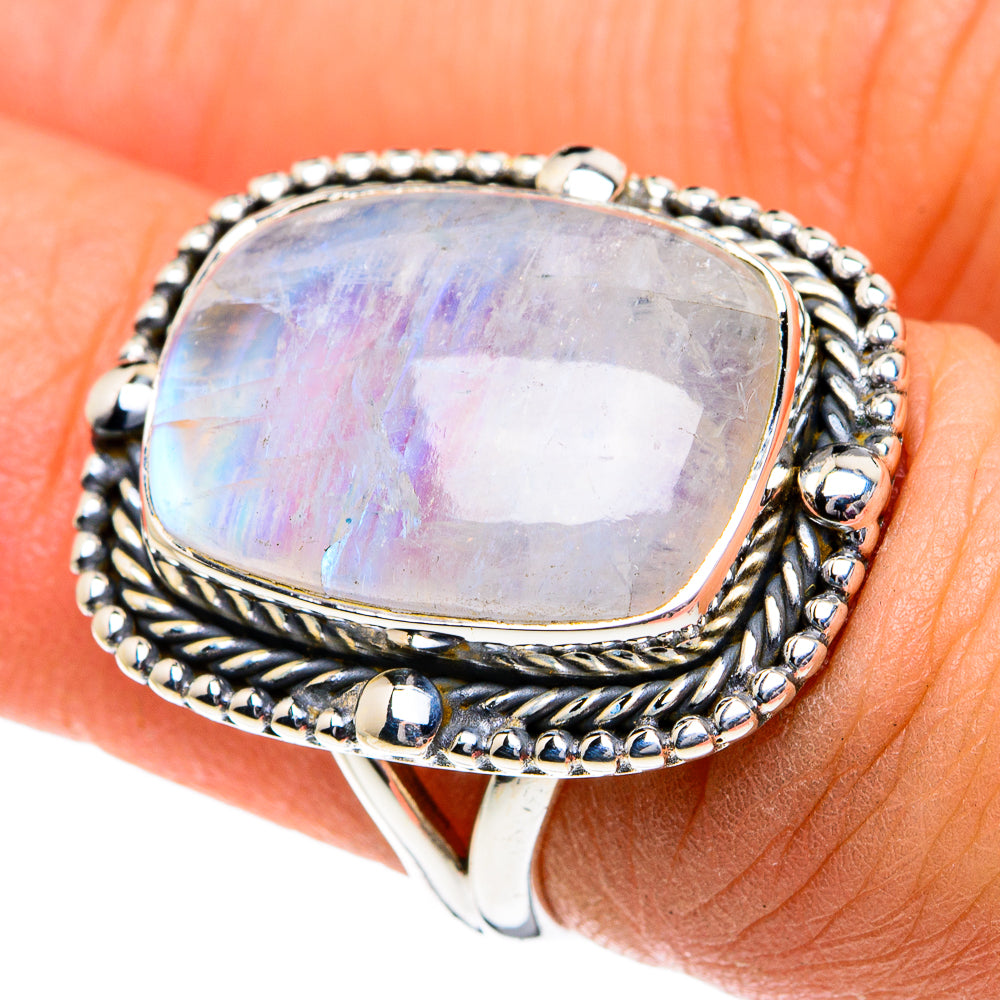 Rainbow Moonstone Rings handcrafted by Ana Silver Co - RING81907