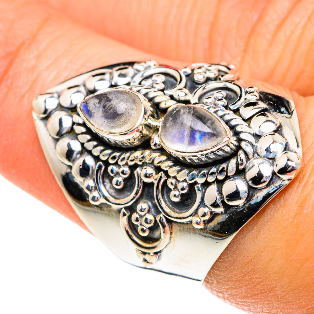 Rainbow Moonstone Rings handcrafted by Ana Silver Co - RING81939