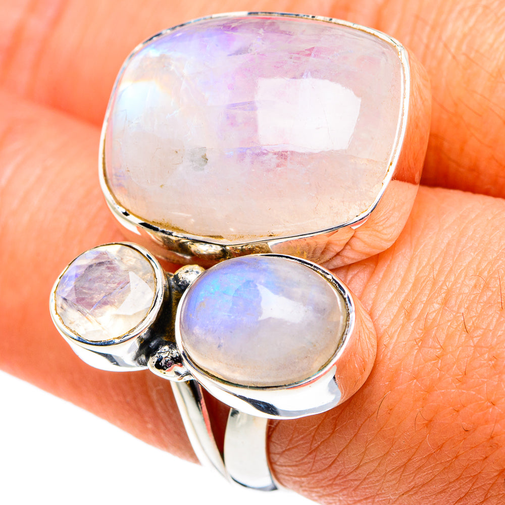 Rainbow Moonstone Rings handcrafted by Ana Silver Co - RING81973