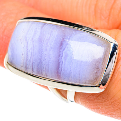 Blue Lace Agate Rings handcrafted by Ana Silver Co - RING81974