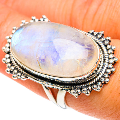 Rainbow Moonstone Rings handcrafted by Ana Silver Co - RING81975