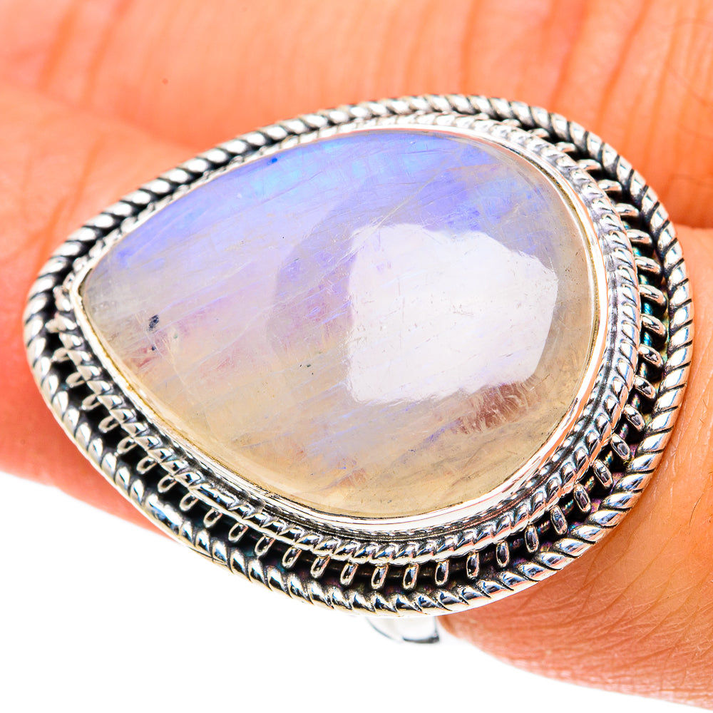 Rainbow Moonstone Rings handcrafted by Ana Silver Co - RING81976