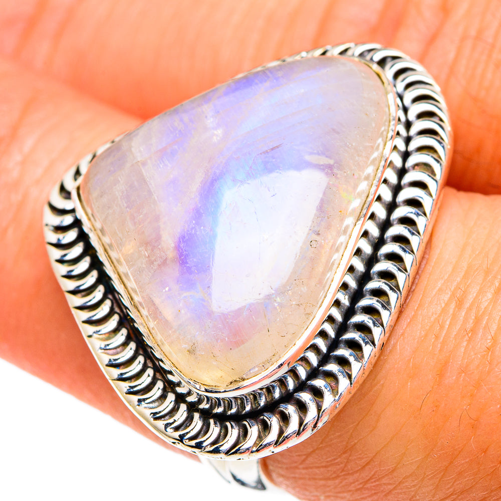 Rainbow Moonstone Rings handcrafted by Ana Silver Co - RING81977
