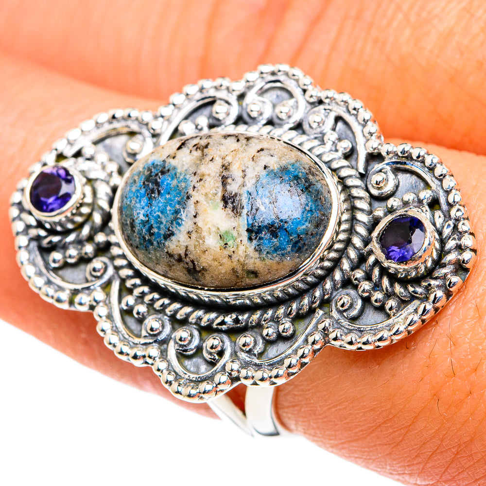 K2 Blue Azurite Rings handcrafted by Ana Silver Co - RING81998