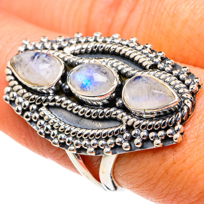 Rainbow Moonstone Rings handcrafted by Ana Silver Co - RING82024