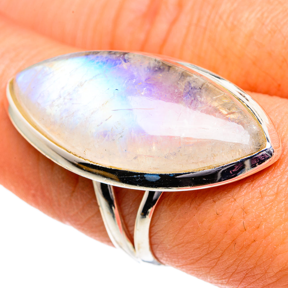 Rainbow Moonstone Rings handcrafted by Ana Silver Co - RING82052