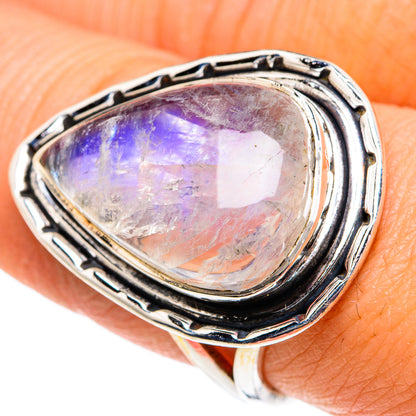 Rainbow Moonstone Rings handcrafted by Ana Silver Co - RING82053